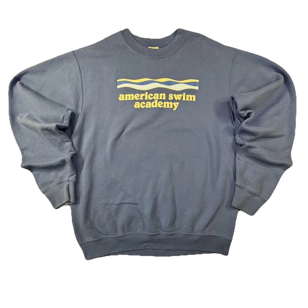 American Swim Academy Blue Crewneck Sweatshirt Medium Adult Work Wear USA -488